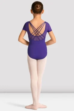 Girls Mirella Celestia Short Sleeve Printed Leotard