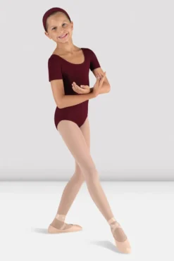 Girls Short Sleeve Round Neck Leotard